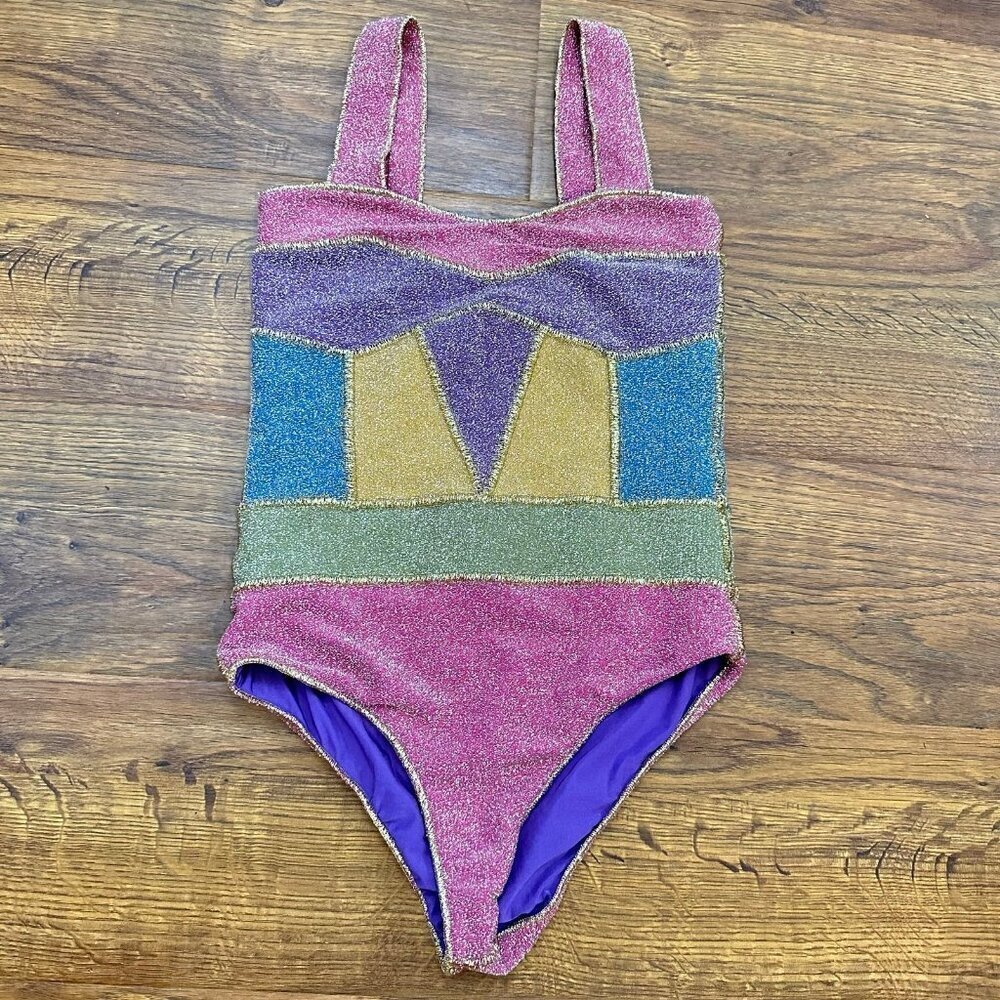 Women’s Pink Multicolor One-Piece Swimsuit - Picture 2 of 10
